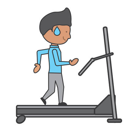 Man on a treadmill illustration.のイラスト素材
