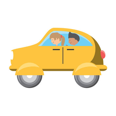Car with passengers icon over white background colorful design vector illustrationのイラスト素材