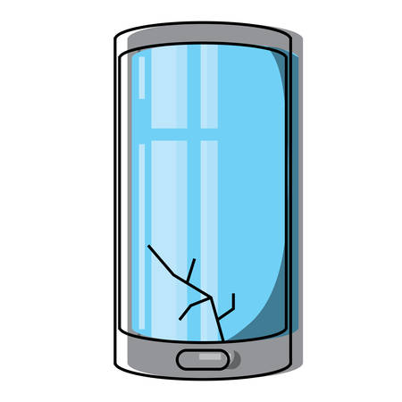 Smartphone with the screen broken icon over white background colorful design vector illustrationのイラスト素材