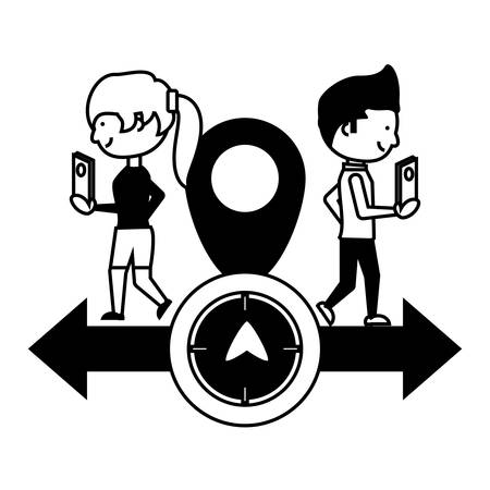 gps design with woman and man iconのイラスト素材