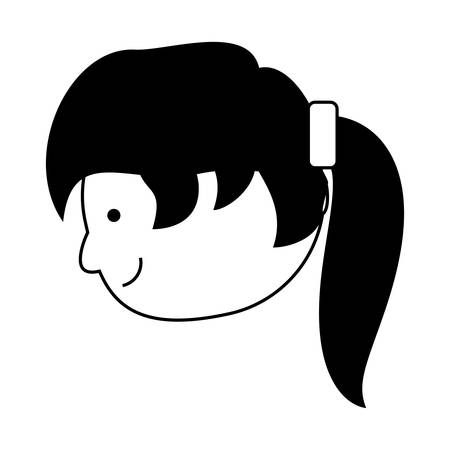 Cartoon girl with Pony tail Hairstyle over white background vector illustrationのイラスト素材