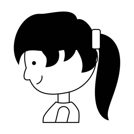 Cartoon girl with Pony tail Hairstyle over white background vector illustrationのイラスト素材
