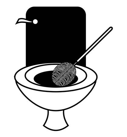 toilet with toilet brush icon over white background vector illustrationのイラスト素材
