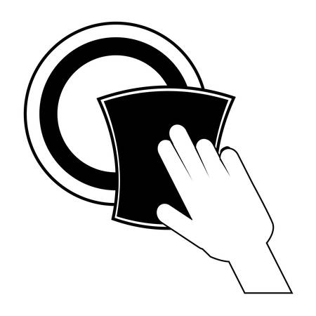 hand wiping a dish with a wipe over white background vector illustrationのイラスト素材
