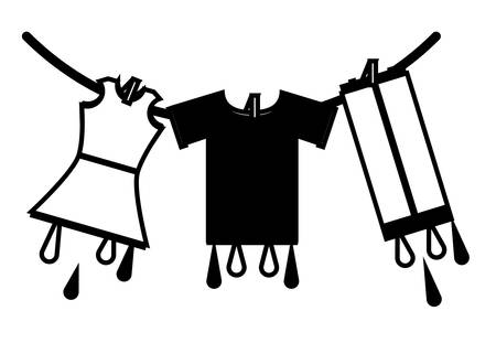 washed clothes hanging on a rope icon over white background vector illustrationのイラスト素材