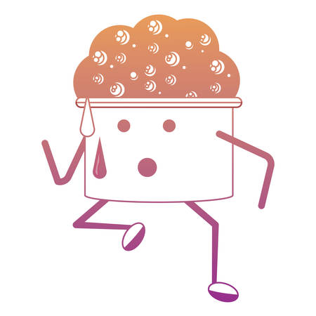 Cute bucket with foam running icon over white background. Colorful design illustration.のイラスト素材