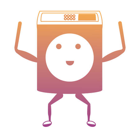 Kawaii strong washing machine icon colorful design over white background vector illustrationのイラスト素材