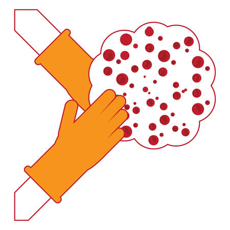 Hands with cleaning gloves washing icon over white background vector illustrationのイラスト素材