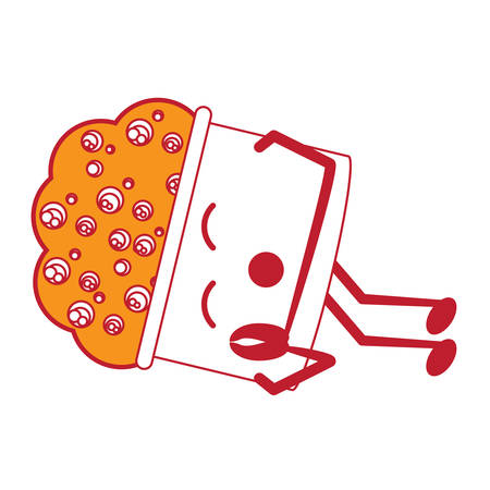 Cute bucket with foam sleeping icon over white background. Colorful design illustration.のイラスト素材