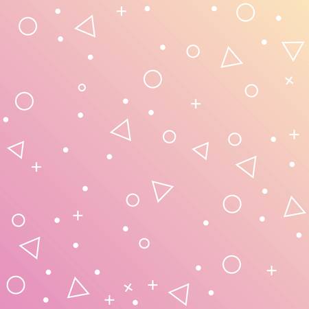 Memphis style design with geometric shapes and forms over pink background colorful design vector illustrationのイラスト素材
