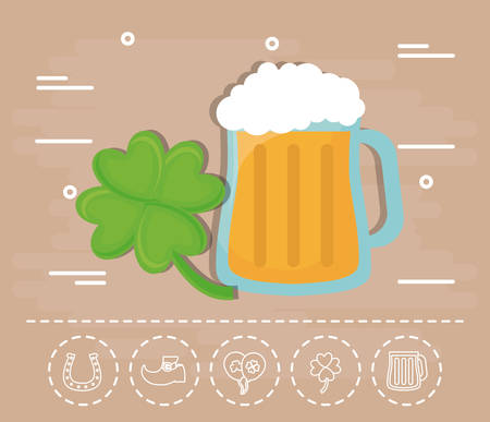 Saint Patrick's day related icons over brown background colorful design vector illustrationのイラスト素材