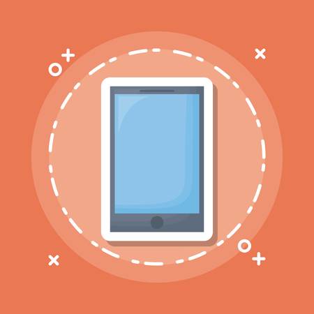 Smartphone icon over orange background colorful design vector illustrationのイラスト素材
