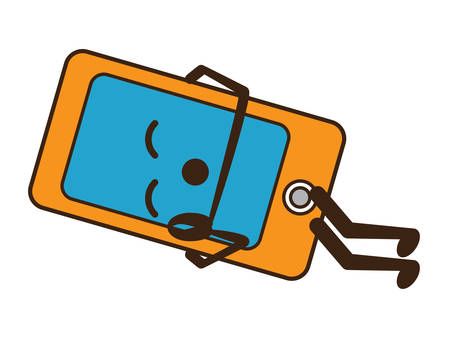 kawaii smartphone sleeping icon over white background colorful design vector illustrationのイラスト素材