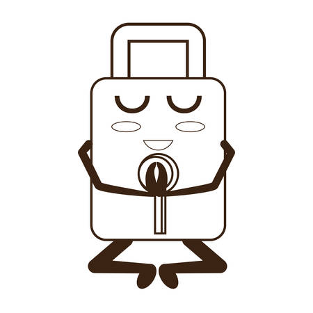Kawaii relaxed padlock icon over white background vector illustrationのイラスト素材