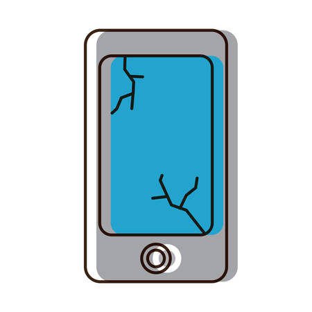 smartphone with the screen broken over white background colorful design vector illustrationのイラスト素材
