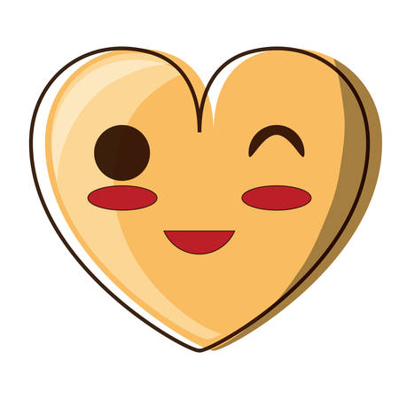 kawaii happy heart icon over white background vector illustrationのイラスト素材