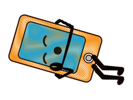 kawaii smartphone sleeping icon over white background colorful design vector illustrationのイラスト素材