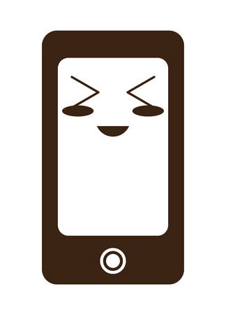 kawaii happy smartphone icon over white background vector illustrationのイラスト素材