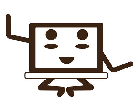 A kawaii laptop computer icon on plain backgroundのイラスト素材