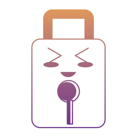 Cute padlock smiling over white background colorful design vector illustrationのイラスト素材