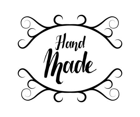 hand made handwriting emblem image vector illustration designのイラスト素材