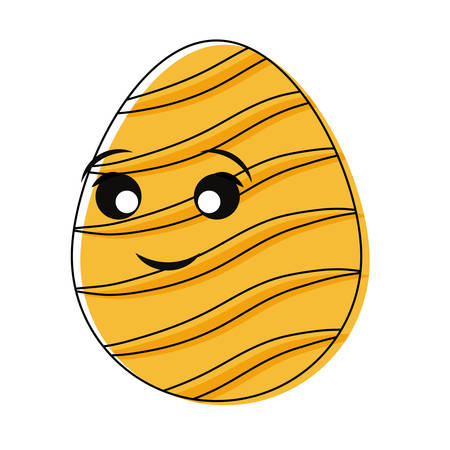cartoon easter egg with decorative stripes over white background colorful design vector illustrationのイラスト素材