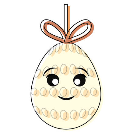 cartoon easter egg with dots hanging over white background colorful design vector illustrationのイラスト素材