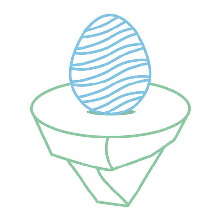 Easter egg with decorative stripes in the grass over white background vector illustration.のイラスト素材