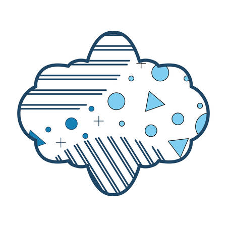 Decorative frame with memphis style with circles and triangular shapes over white background blue shading design vector illustrationのイラスト素材