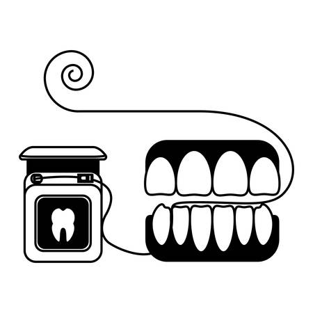 Teeth with dental floss icon over white background vector illustrationのイラスト素材