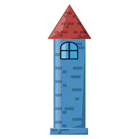 castle tower with a window over white background colorful design vector illustrationのイラスト素材