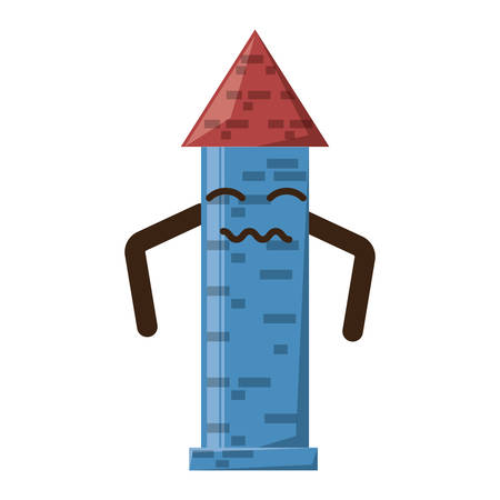 kawaii worried rocket icon over white background colorful design vector illustrationのイラスト素材