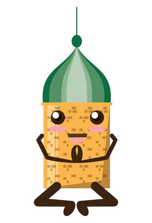 Kawaii mosque doing yoga over white background vector illustrationのイラスト素材