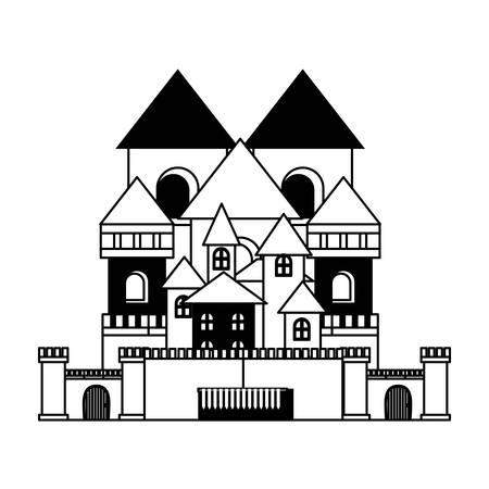 Big Medieval castle with opened gate over white background vector illustrationのイラスト素材