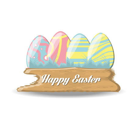 Happy Easter design concept with Easter eggs illustration.のイラスト素材