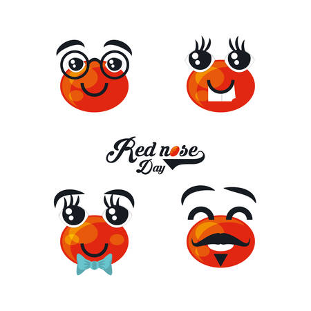 Cartoon Red noses icon set over white background colorful design vector illustrationのイラスト素材