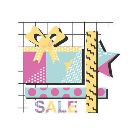 Super sale modern banner in memphis style vector illustration graphic designのイラスト素材