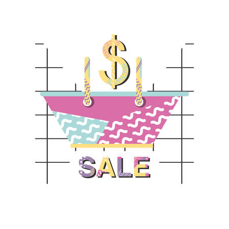 Super sale modern banner in Memphis style vector illustration graphic design.のイラスト素材