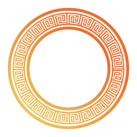 Flat line gradient orange round ethnic frame design vector illustrationのイラスト素材