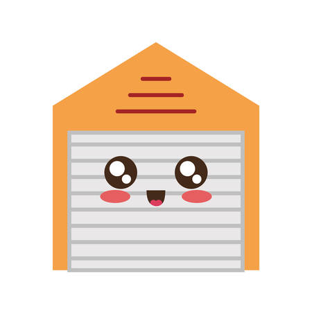  kawaii  yellow storage  with white door over white background  vector illustrationのイラスト素材