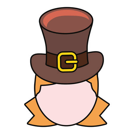 avatar woman with irish top hat over white background, colorful design. vector illustrationのイラスト素材
