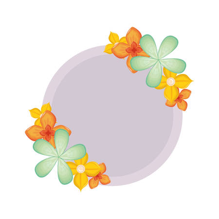 Round frame with green yellow and orange over white backgroundのイラスト素材