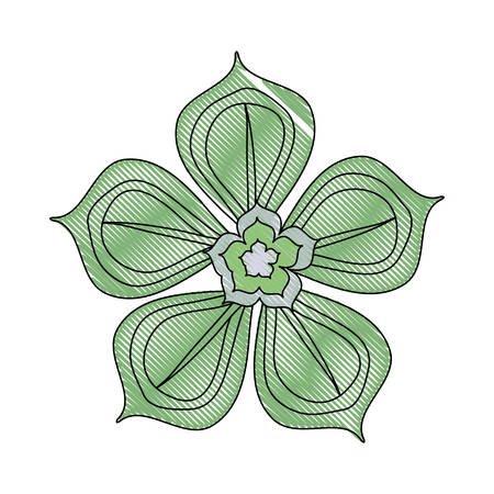 Green colored flower doodle over white background vector illustrationのイラスト素材
