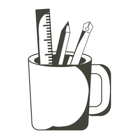 Pencil cup holder with utensils icon over white background vector illustrationのイラスト素材