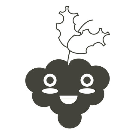 happy bunch of grapes icon over white background vector illustrationのイラスト素材