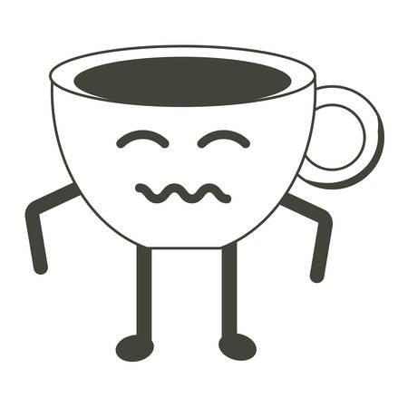 worried coffee mug icon over white background vector lllustrationのイラスト素材
