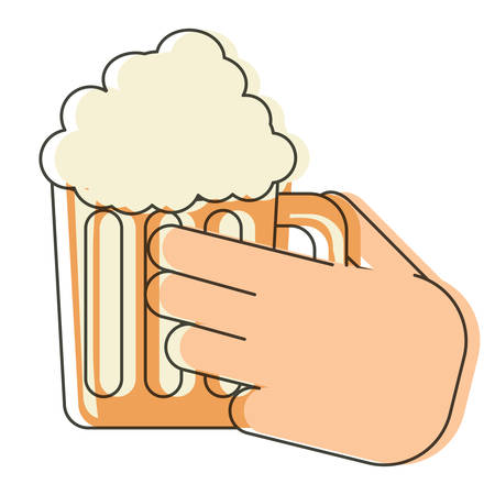 Hand with beer jar icon over white background vector illustrationのイラスト素材