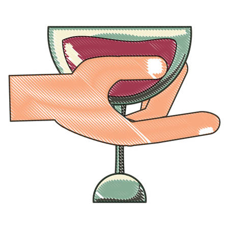 hand with Wine glass icon over white background vector illustrationのイラスト素材