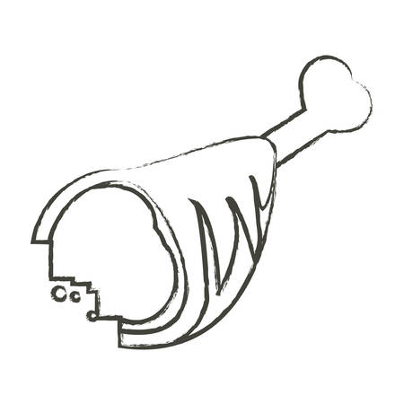 bitten ham leg icon over white background vector illustrationのイラスト素材