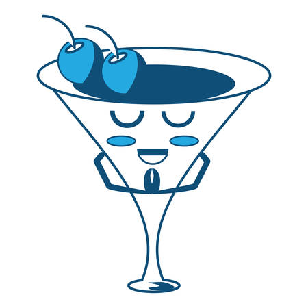 cocktail doing yoga over white background, blue shading design. vector illustrationのイラスト素材